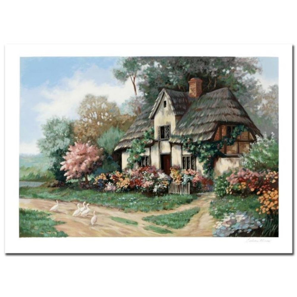 𝐑𝐞𝐭𝐚𝐢𝐥 $𝟐𝟎𝟎 Caretaker's Cottage serigraph by Earlene Moses +Certificate
